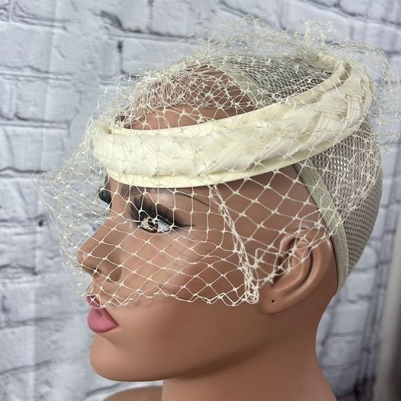 Vintage headband mesh lace cream Union made - Picture 2 of 8